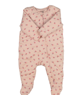 Růžový zimní overal s květinami Primark 