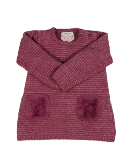 Růžové lesklé svetrové šaty F&F