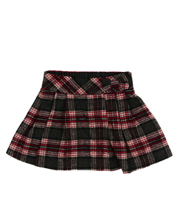 Červeno-šedá teplejší sukně Tu