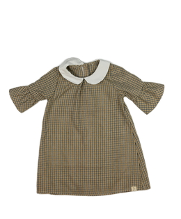 Společenské hnědé pruhované šaty s límečkem George