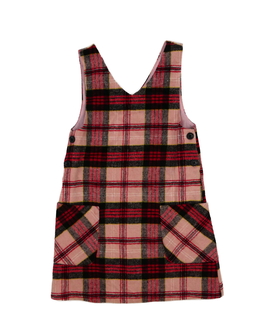 Růžovo-červené kostkované teplejší šaty