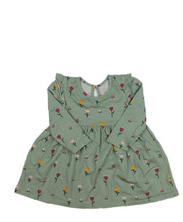 Zelené květinové šaty s volánky 