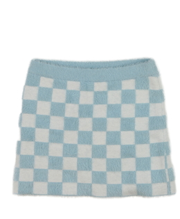 Modro-bílá kostkovaná žinylková sukně River Island