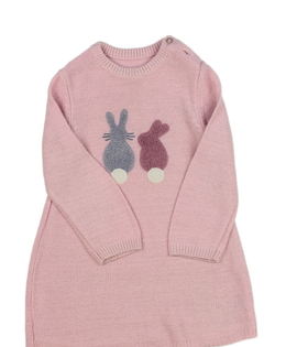Růžové pletené šaty se zajíčky Nutmeg