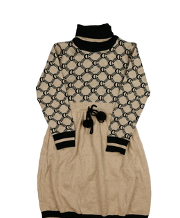 Hnědé pletené teplé šaty 