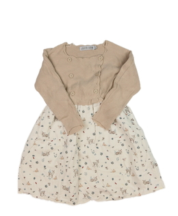 Hnědo-bílé šaty se zvířátky 