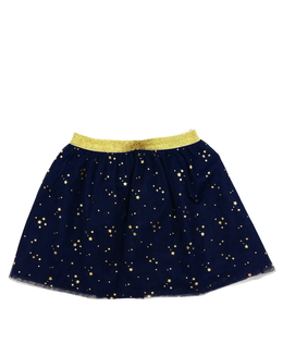 Krásná modrá tylová sukně se zlatými detaily 