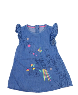 Modré riflové šaty s ptáčkem M&S