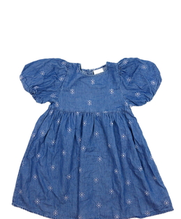 Modré riflové květinové šaty 