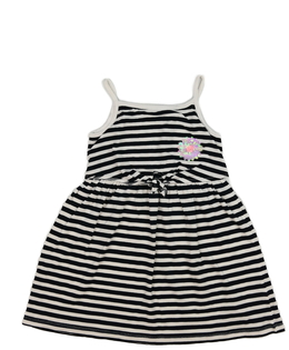 Pruhované šaty s květinou z flitrů 