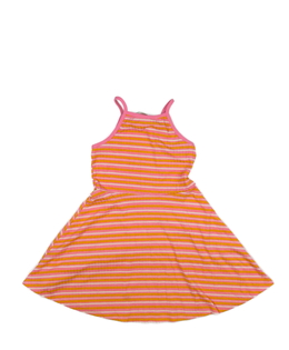 Růžové šaty s barevnými pruhy