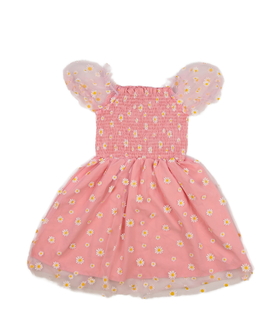 Růžové zdobné květinové šaty