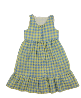 Modro-žluté kostkované šaty 