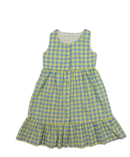 Modro-žluté kostkované šaty 