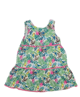 Bílé šaty s listy a ptáky Tu 