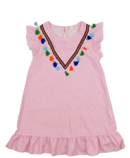 Růžovo-bílé vzdušné pruhované šaty