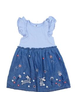 Modré šaty s vyšitými zajíčky Nutmeg 