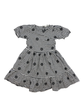 Černo-bílé kostkované šaty s květinami George