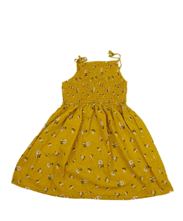 Žluté květinové šaty s prošívaným živůtkem Primark