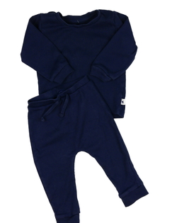 Tmavě modrý žebrovaný set