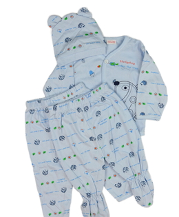 Modrá mikinka, čepička, legíny a capáčky 