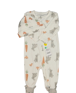 Nový krémový set overal a čepička se zajíčky 