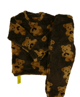 Hnědá chlupatá teplákovka s medvědem 