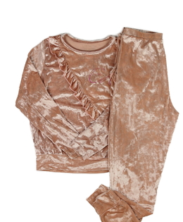 Růžový semišový set s volánky 