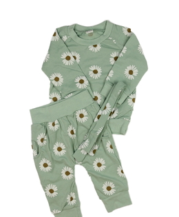 Zelený set 3 ks s květinami