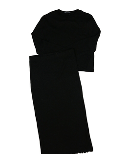 Černý lesklý crop top a dlouhá sukně Primark 