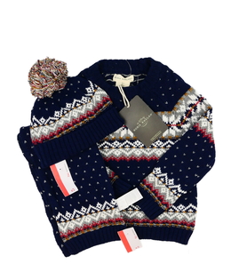 Nový zimní vzorovaný svetr, šála a čepice 