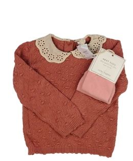 Nový růžový svetr a punčocháče Next