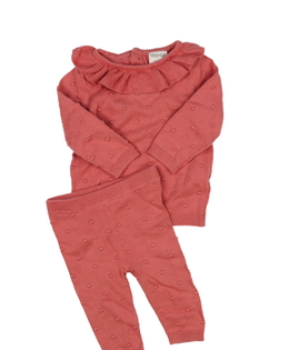 Růžový svetřík a legíny s nopíky F&F