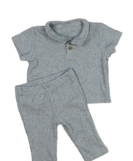 Modré melírované triko a legíny 