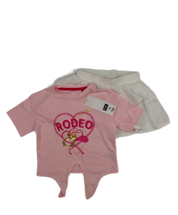 Nové růžové triko a bílá sukně F&F