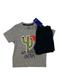 Nové šedé melírované triko a kraťasy 