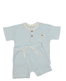 Pruhované triko a kraťasy modro-bílé