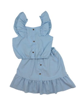 Modrý crop top a sukně 