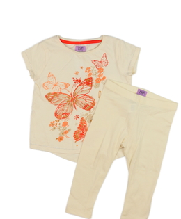 Krémové triko a legíny s motýlky F&F