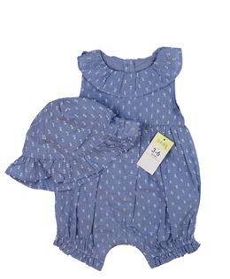 Nový modrý overal a klobouk 