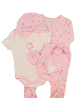 Nový růžový dárkový set pro miminko 5 ks 