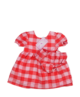 Nové červené kostkované šaty a kalhotky 