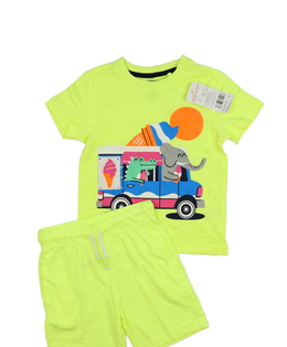 Nové neonově žluté triko a kraťasy F&F