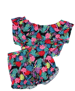 Letní květinový crop top a kraťasy 