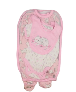 Nový růžovo-bílý dárkový set pro miminko 5 ks