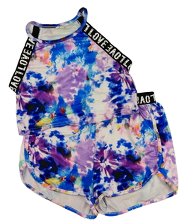 Batikovaný crop top a kraťasy 