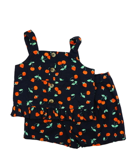 Tmavě modrý crop top a kraťasy Next