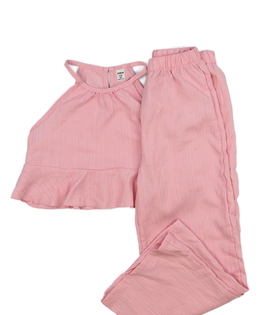 Vzdušné růžové kalhoty a crop top 