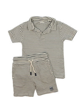 Pruhované triko s límečkem a kraťasy Primark 