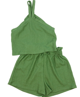 Zelený crop top a kraťasy